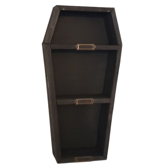 Decorative Black Cedar Coffin Shelf with Nameplates